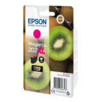 Cartucho de tinta magenta Epson Kiwi Singlepack 202XL Claria Premium, SKU C13T02H34020, de alta capacidad para impresiones de calidad superior.
