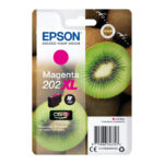 Cartucho de tinta magenta Epson Kiwi Singlepack 202XL Claria Premium, SKU C13T02H34020, de alta capacidad para impresiones de calidad superior.