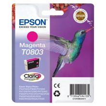 Cartucho de tinta Epson Hummingbird T0803 magenta con SKU C13T08034011, ideal para impresiones de alta calidad con colores vibrantes.