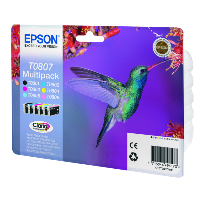 Epson Hummingbird Multipack T0807 6 colores 1 Epson Hummingbird Multipack T0807 6 colores
