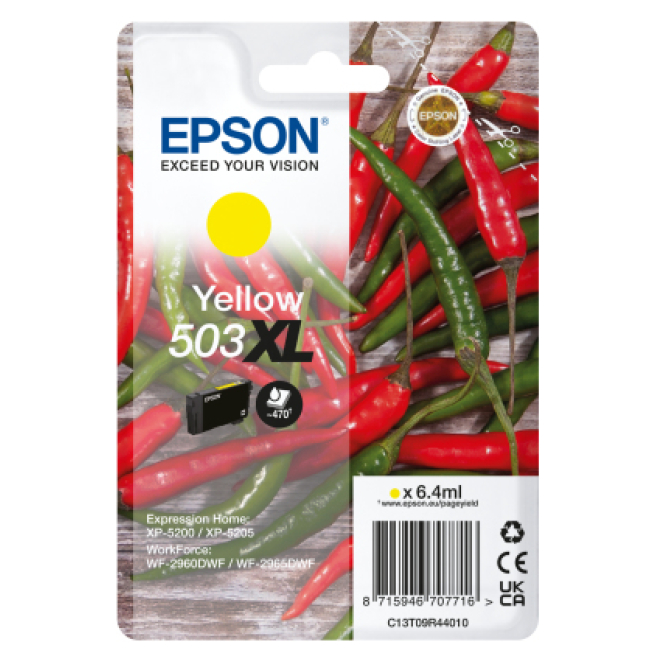Epson cartucho de tinta amarillo alto rendimiento XL Epson 503XL cartucho de tinta amarillo de alto rendimiento, SKU C13T09R44020, una pieza original