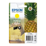 Vista del cartucho de tinta amarillo original Epson modelo 604 con rendimiento estándar, SKU C13T10G44010