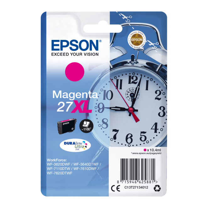 Epson Alarm clock Singlepack Magenta 27XL DURABrite Ultra Ink 2 Beneficios del cartucho Epson Alarm clock Singlepack Magenta 27XL DURABrite Ultra Ink