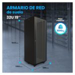 Armario rackmount de pie Extralink con capacidad de 32U, dimensiones 600x1000 en color negro. SKU EX.11380
