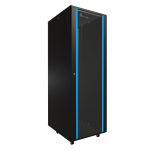 Armario rackmount de pie Extralink 37U 600x800 en color negro, SKU EX.11397. Ideal para servidores y equipos de red.