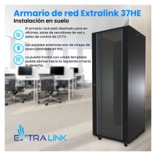 Extralink Armario rackmount de pie de 37U en color negro, dimensiones 600x1000 con SKU EX.11403