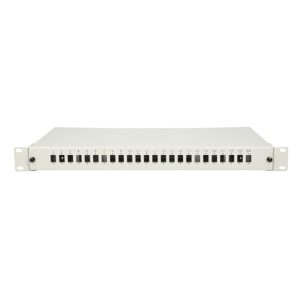 Imagen del Extralink Patch Panel V2 de 24 puertos, color blanco, SKU EX.12172. Ideal para conexiones de alta capacidad.