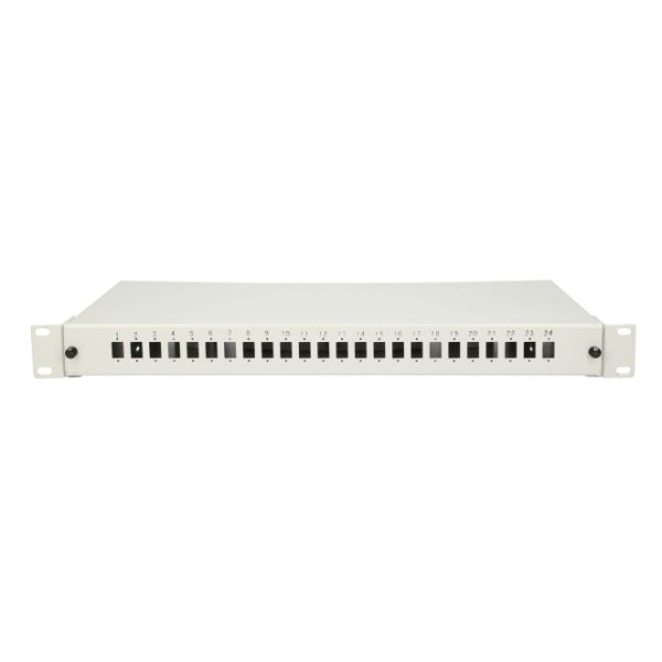 Imagen del Extralink Patch Panel V2 de 24 puertos, color blanco, SKU EX.12172. Ideal para conexiones de alta capacidad.