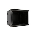 Extralink Armario rackmount 9U 600x600 negro para montaje en la pared, SKU EX.12943, diseñado para facilitar la gestión de equipos en espacios reducidos.