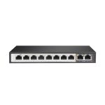 Switch Extralink PERSES con 8 puertos Gigabit PoE/PoE+, 2 puertos RJ45 Uplink Gigabit, 96W de potencia. SKU: EX.14312.