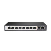Switch Extralink PERSES con 8 puertos Gigabit PoE/PoE+, 2 puertos RJ45 Uplink Gigabit, 96W de potencia. SKU: EX.14312.