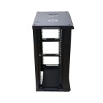 Vista frontal del armario rack Extralink de 18U para montaje en la pared, color negro, dimensiones 600x450 mm. SKU EX.14367