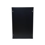 Vista frontal del armario rack Extralink de 18U para montaje en la pared, color negro, dimensiones 600x450 mm. SKU EX.14367