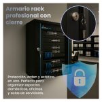 Vista frontal del armario rack Extralink de 18U para montaje en la pared, color negro, dimensiones 600x450 mm. SKU EX.14367