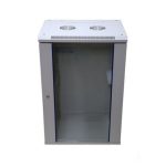 Armario rackmount Extralink 18U 600x450 en color gris, ideal para montaje en la pared. SKU: EX.14374