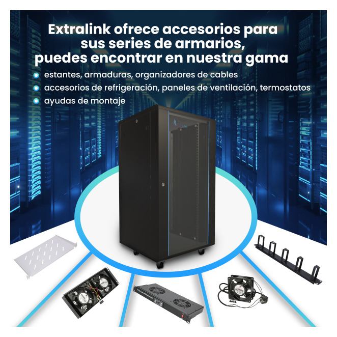 Extralink Armario rackmount 22U 600x600 Negro de pie 5 Interior del Extralink Armario rackmount 22U