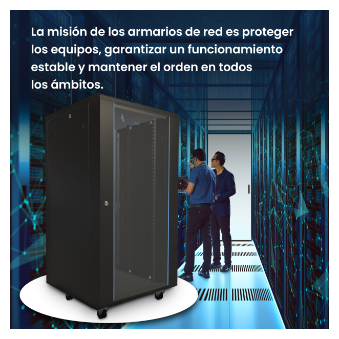 Extralink Armario rackmount 22U 600x600 Negro de pie 2 Extralink Armario rackmount 22U con puertas de cristal