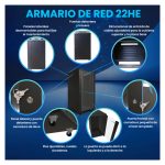 Armario rackmount 22U de pie marca Extralink, color negro, dimensiones 600x800 mm. SKU EX.14398