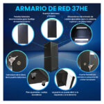 Extralink Armario Rackmount 37U, dimensiones 600x600 mm, color negro, SKU EX.14428. Ideal para almacenamiento seguro de equipos de red.