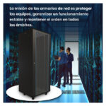 Extralink Armario Rackmount 37U, dimensiones 600x600 mm, color negro, SKU EX.14428. Ideal para almacenamiento seguro de equipos de red.