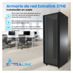 Extralink Armario Rackmount 37U, dimensiones 600x600 mm, color negro, SKU EX.14428. Ideal para almacenamiento seguro de equipos de red.