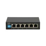 Imagen del Extralink PoE Switch EUROS V2, modelo con 4 puertos 100Mb/s PoE/PoE+, 2 puertos RJ45 Uplink 100Mb/s y potencia de 60W. SKU: EX.14831