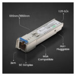 Extralink SFP WDM Módulo 1.25Gbps, 1310/1550nm, single mode, 3km alcance, SC con DOM, SKU EX.15074, compatible con HP/Aruba