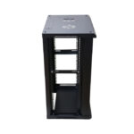 Armario rackmount Extralink de 18U, dimensiones 600x600, color negro, SKU EX.16880. Este gabinete está diseñado para montaje en pared y es ideal para organizar equipos de red.