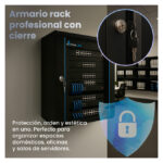 Armario rackmount Extralink de 18U, dimensiones 600x600, color negro, SKU EX.16880. Este gabinete está diseñado para montaje en pared y es ideal para organizar equipos de red.