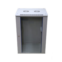 Armario rackmount Extralink de 18U con dimensiones 600x600 en gris, SKU EX.16897. Ideal para montaje en la pared.