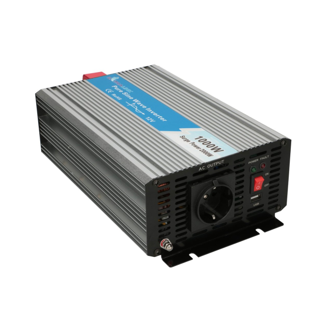 Extralink Convertidor de voltaje de coche sinusoidal pura 1000W Convertidor de voltaje de coche Extralink OPIP-1000W de 12V a 230V, 1000W, sinusoidal pura, SKU EX.18143