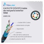 Imagen del cable de red Extralink CAT6 FTP (F/UTP) V2 para exteriores de 50 metros de largo, SKU EX.22523