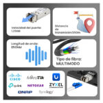 Imagen del módulo SFP Extralink de 1.25Gbps, un set de dos unidades compatibles con LC/UPC, longitud de onda de 850nm y capacidad para 550m, SKU EX.31153