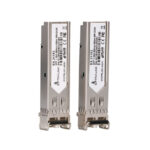 Imagen del módulo SFP Extralink de 1.25Gbps, un set de dos unidades compatibles con LC/UPC, longitud de onda de 850nm y capacidad para 550m, SKU EX.31153