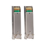 Imagen del módulo SFP Extralink de 1.25Gbps, un set de dos unidades compatibles con LC/UPC, longitud de onda de 850nm y capacidad para 550m, SKU EX.31153