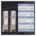 Imagen del módulo SFP Extralink de 1.25Gbps, un set de dos unidades compatibles con LC/UPC, longitud de onda de 850nm y capacidad para 550m, SKU EX.31153
