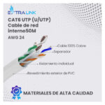 Cable de red Extralink CAT6 UTP para interior, 50 metros, SKU EX.32358