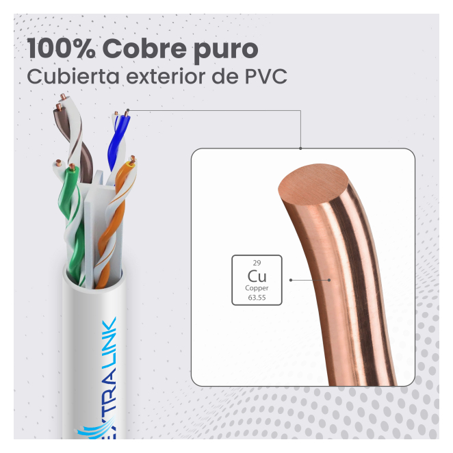 Extralink CAT6 UTP (U/UTP) Wewnętrzny | Kabel sieciowy skrętka | 50M (EX.32358) cable de red 2 Extralink CAT6 UTP ventajas