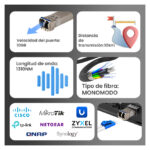 Módulo SFP+ Extralink 10G 2-pack, soporta 10Gbps, conector LC/UPC, longitud 1310nm, alcance 10km, modo único, DOM. SKU EX.35900