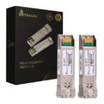 Imagen del módulo Extralink SFP+ 10G 2-pack con velocidades de 10Gbps, conectores LC/UPC, longitud de onda de 1310nm y alcance de 2km. SKU EX.35917.