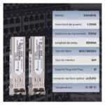 Módulo transceptor Extralink SFP 1.25Gbps, LC/UPC, 850nm, alcance 550m, compatible con HP/Aruba, SKU EX.35931