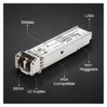 Módulo transceptor Extralink SFP 1.25Gbps, LC/UPC, 850nm, alcance 550m, compatible con HP/Aruba, SKU EX.35931