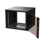Armario rack 9U de pared de la marca Extralink, color negro, SKU EX.39359, para organizar y proteger equipos de red.