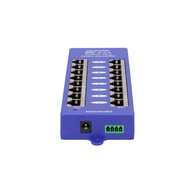 Extralink Gigabit PoE Inyector 8 Puertos 8x 1000Mb/s RJ45, Modo B 2 Indicadores LED del Extralink Gigabit PoE Inyector