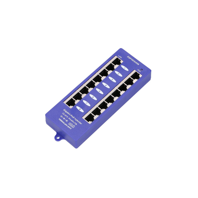 Extralink Gigabit PoE Inyector 8 Puertos con Alta Velocidad Extralink Gigabit PoE Inyector con 8 Puertos RJ45, soporte para 1000Mb/s, SKU EX.6365