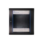Armario rackmount Extralink 12U, tamaño 600x450 mm, color negro, ideal para montaje en la pared. SKU EX.7263