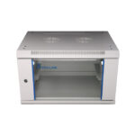 Vista del Extralink Armario rackmount de 6U tamaño 600x450 en color gris, ideal para montaje en la pared. SKU: EX.8550