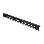 Panel de parcheo Extralink con 24 puertos UTP modular, ideal para redes de oficina. SKU: EX.9656