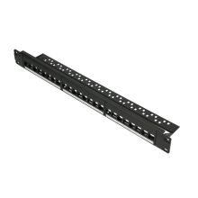 Panel de parcheo Extralink con 24 puertos UTP modular, ideal para redes de oficina. SKU: EX.9656