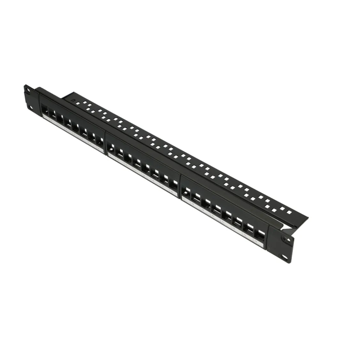 Extralink Patchpanel 24 puertos UTP modular de alta calidad Panel de parcheo Extralink con 24 puertos UTP modular, ideal para redes de oficina. SKU: EX.9656